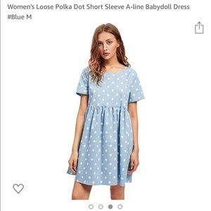 Amazon Blue Polka Dot Baby Doll Dress M